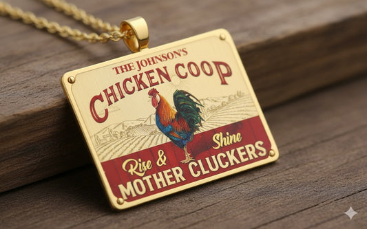 Farm Chicken Coop Rise And Shine, Personalized Custom Chicken 10k gold-plated necklace., Gift for Farmer 70